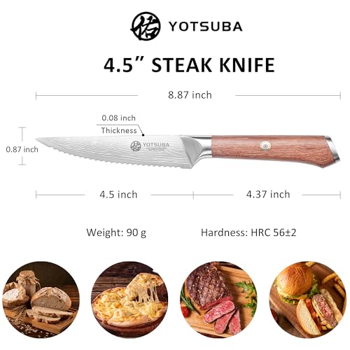 Steak Knives Set of 6 with Full Tang Rosewood Handle (6 Count)