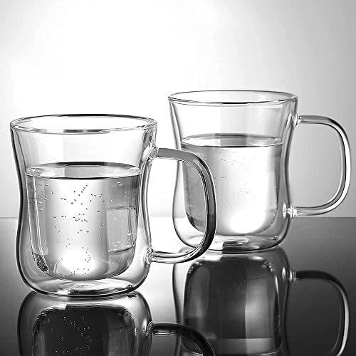 12 oz Double Walled Glass Coffee Mug Latte Cappuccino Cups Set of 2 (2 Count)