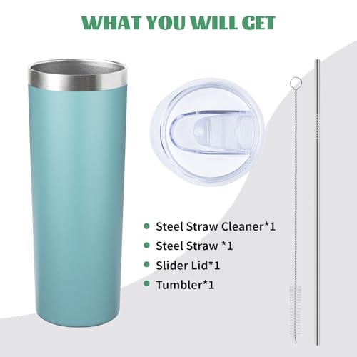20 oz Skinny Tumbler with Lid and Straw (8 Count)