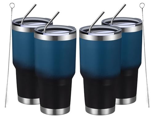 30oz Insulated Tumbler With Lids and Straws (4 Count)