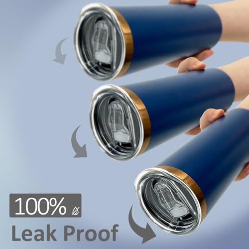 20 oz Skinny Tumblers Bulk with Lids and Straws Navy (8 Count)