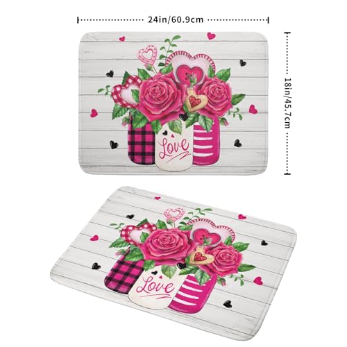 Valentine's Day Rose Flower Dish Drying Mat for Kitchen Counter