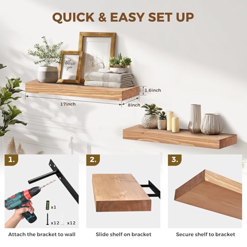 Solid Wood Floating Shelves (2 Count)