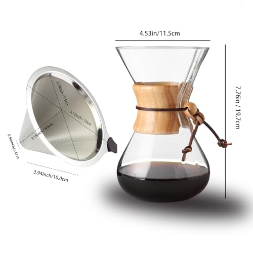 subjectthree Drip Coffee 6 Cup Glass Pour Over Coffee Maker Kit