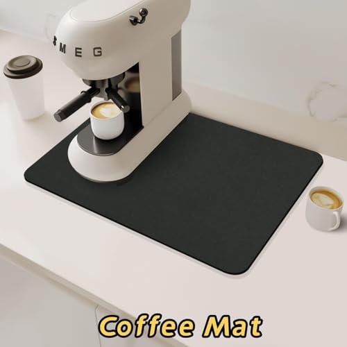 Black Dish Drying Mat + Faucet Mat for Kitchen Sink (2 Count)