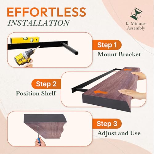 36'' Live Edge Floating Shelves for Wall (2 Count)