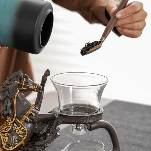 Glass Kungfu Teapot Set Tea maker with Infuser Semi Automatic Tea Set (12 Ounce)