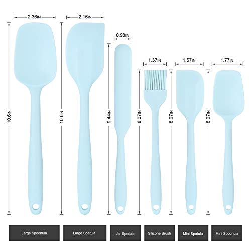 Silicone Spatula Set Food Heat Resistant Kitchen Rubber (6 Count)