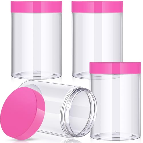 4 Pcs Plastic Jars Wide Mouth with Lids (4 Count)