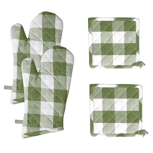 Buffalo Plaid Check Oven Mitts and Pot Holders Set of 4 (4 Count)