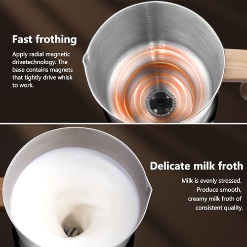 8-IN-1 Milk Frother and Steamer 550 Watts, 21 oz Split Stainless Steel Automatic Steamer, Milk's Warmer for Latte, Cappuccino, Hot and Cold Froth, Heated Milk, Hot Chocolate, Baby Food, Black (21 Ounce)