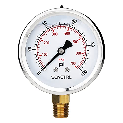 0 100 Psi Liquid Filled Low Pressure Gauge