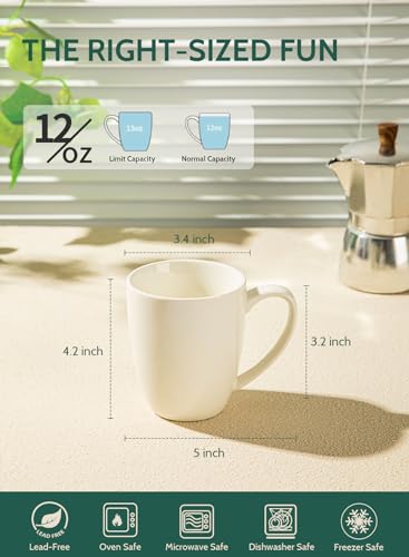 Porcelain White Coffee Mugs (6 Count)