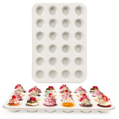 2-Pack 24-Cup Mini Muffin Pan, Ceramic Nonstick Cupcake Tin for Bite-Sized Treats (2 Count)