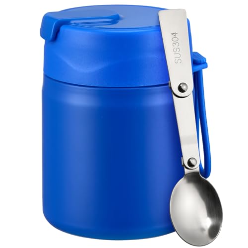 17oz Soup Thermo for Hot Food Kids Insulated Vacuum Food Jar with Stainless Steel Spoon Wide Mouth Thermo Leakproof Lunch Food Container Kids Hot Lunch Box