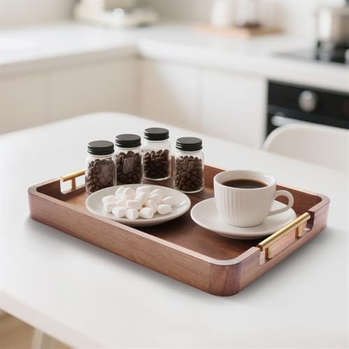 Acacia Wood Serving Tray with Handles