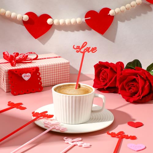 36Pcs Valentines Day Cocktail Stirrers Pink Coffee Bar Supplies