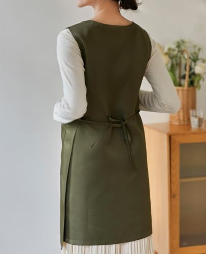 Unisex Cobbler Apron with 3 Deep Pockets Smock Vest Apron