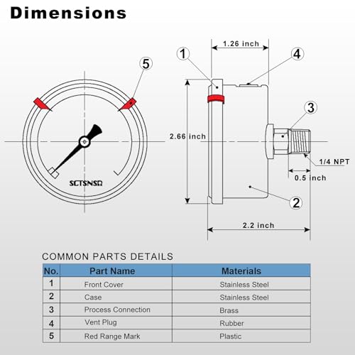 0 to 100 Psi Pressure Gauge