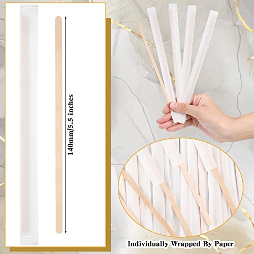 2000 Pcs Individually Wrapped Wooden Coffee Stirrers
