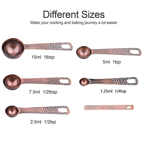 Copper Measuring Cups and Spoons Set