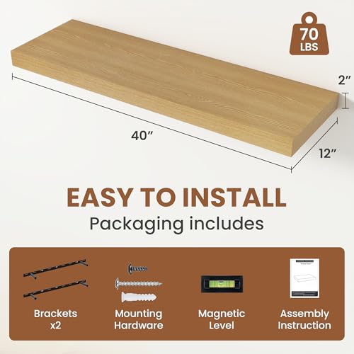 Deep Floating Shelves 40x12” Set of 2 (2 Count)