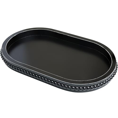 Black Oval Wood Decorative Ottoman Tray for Coffee Table