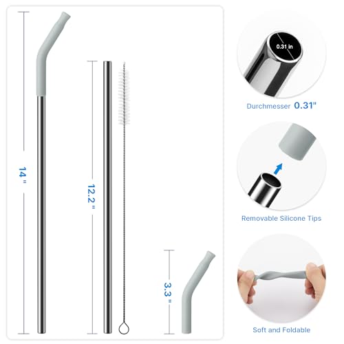 Metal Straw with Silicone Tip for 40oz Stanley Cup