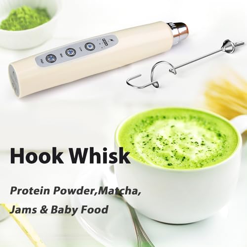 Milk Frother Wand Rechargeable Handheld Electric Whisk 3 Speed Adjustable