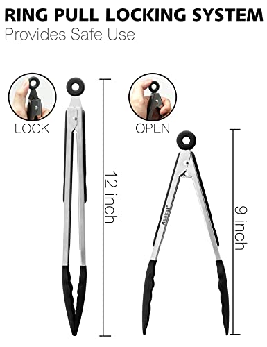 Non Stick Silicone Locking Tong Set of 2