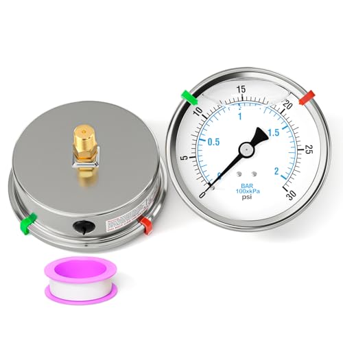 0 30PSI Stainless Steel Liquid Filled Pressure Gauge