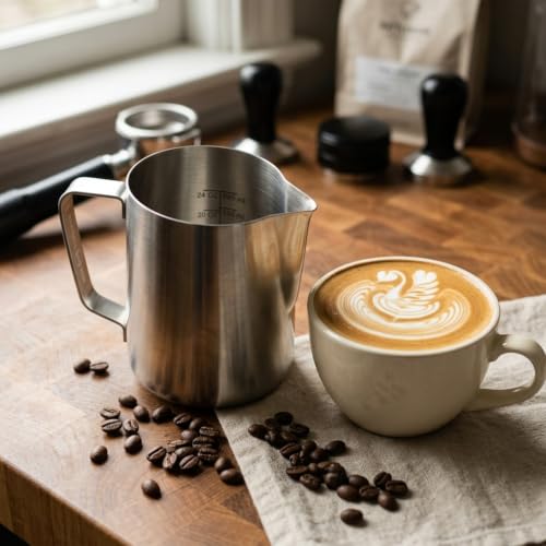32 Oz Etched Milk Frothing Pitcher Latte Art Espresso Stainless
