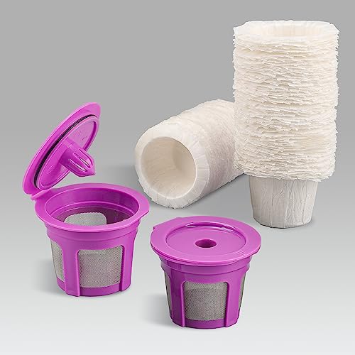 2 Pack Reusable K Cups with 200 Count Coffee Coffee Paper For Keurig1.0 and 2.0 Coffee Makers (202 Count)
