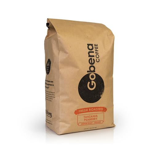 Coffee 5lb Tanzanian Peaberry Ground Medium Roast (80 Ounce)
