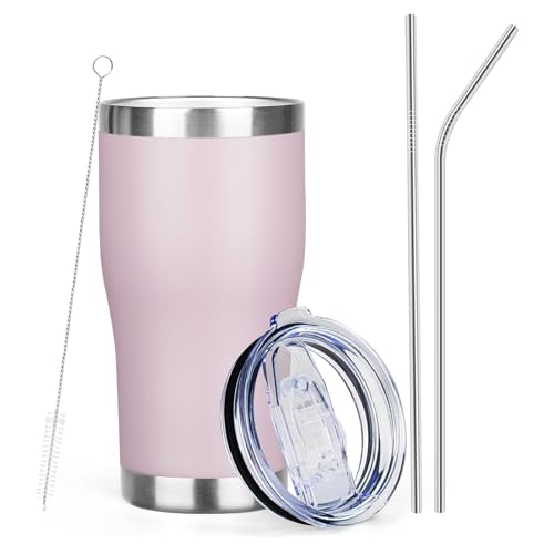 20oz Insulated Tumbler with Lid Straw Travel Coffee Mug
