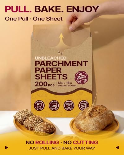 200Pcs 12x16 In Unbleached Parchment Paper for Baking