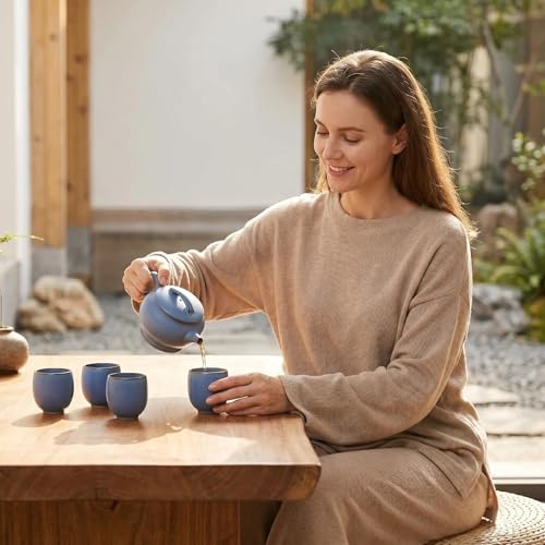 Brand Handcrafted Blue Ceramic Tea Set