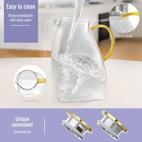 2 Pack Glass Pitcher With Handle And Lid (2 Count)