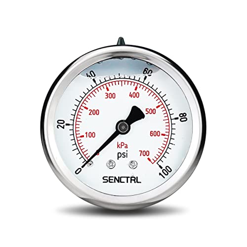 0 100 Psi Liquid Filled Low Pressure Gauge