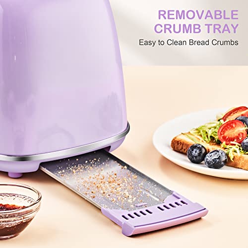 2 Slice Toaster Retro Stainless Steel with Bagel