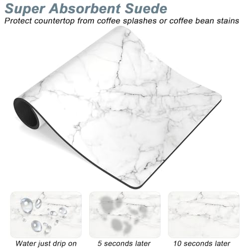 Coffee Mat 12" x 19" Cute Marble Style Coffee Bar Mats for Espresso Machine Station Accessories and Organizer
