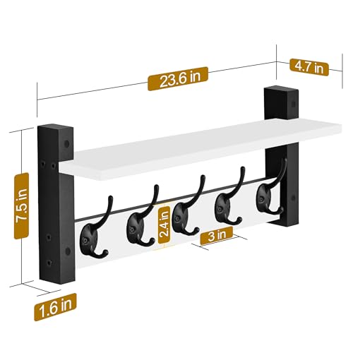 Coat Rack Wall Mount with Shelf