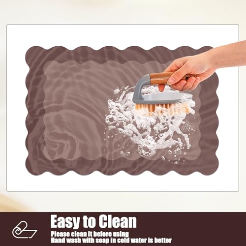 Brown Scalloped Coffee Mat for Countertop Coffee Bar Mat Matt