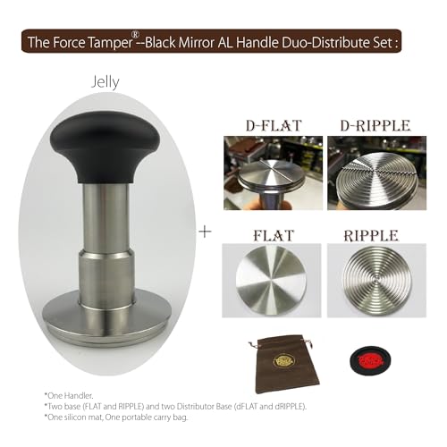 53.00mm Duo Distribute Set Black Mirror Jellyfish AL Handle Coffee Tamper