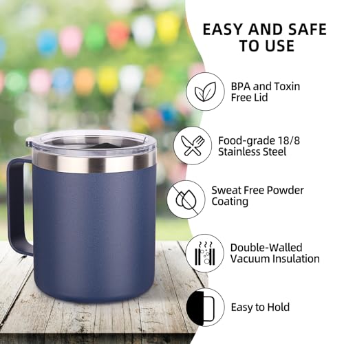 14oz Insulated Stainless Steel Coffee Mug with Lid Bulk 8 Pack (8 Count)