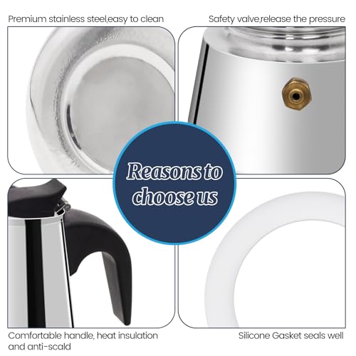12 Cup Moka Pot Stainless Steel 600ml Italian Espresso