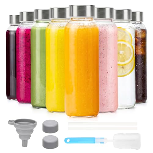Glass Water Bottles with Lids 16 oz