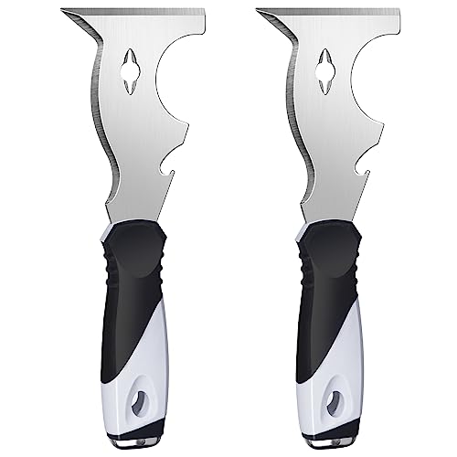 2PC 10-in-1 Paint Scraper, MultiUse Putty Knife Tool, Hammer End (2 Count)