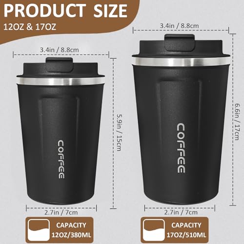 4 Pack Travel Coffee Mug 17oz Insulated Coffee Cup with Lid (4 Count)
