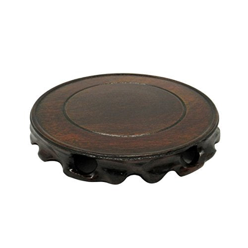 Rustic Vintage Rosewood Circular Display Stand Vase Pot Base Fishbowl Pedestal Stand